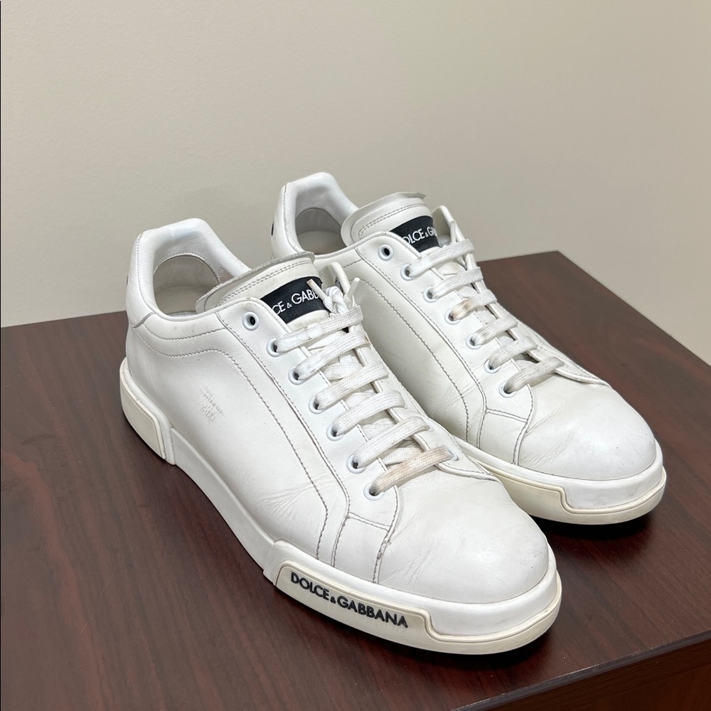 Dolce & Gabbana Men's White Leather Sneakers